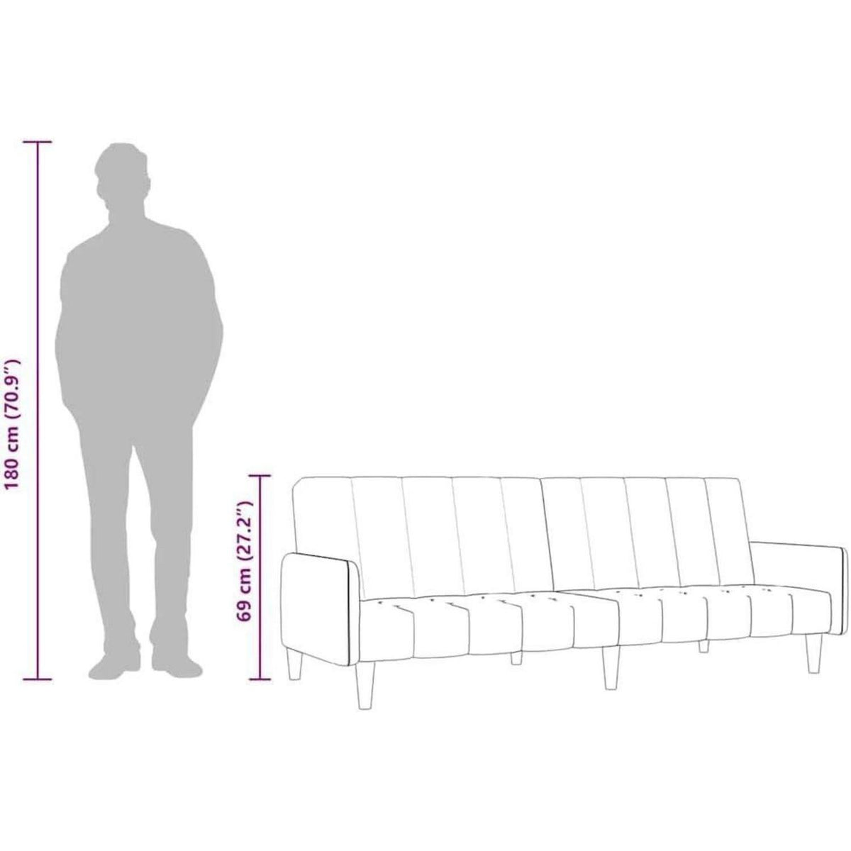 Trennbares Schlafsofa Schwarz Samt – 2-Sitzer mit Schlaffunktion