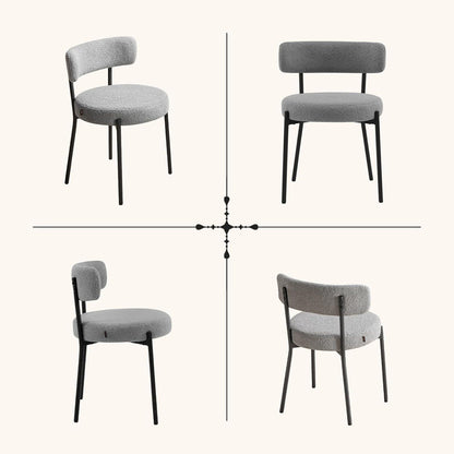 Esszimmerstühle 2er Set Grau – Bouclé Stoff & Metallbeine