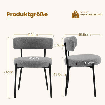 Esszimmerstühle Set 4 – Bequeme Bouclé Stühle Grau