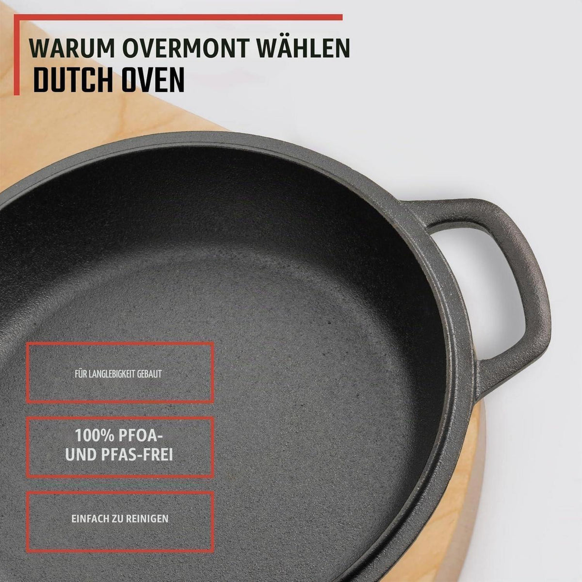 Gusseisen Dutch Oven 28cm - Vielseitiger Topf mit Deckel