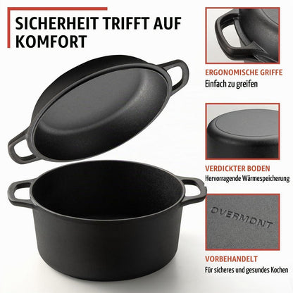 Gusseisen Dutch Oven 28cm - Vielseitiger Topf mit Deckel