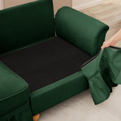 Modulares Sofa 3-Sitzer & 2-Sitzer mit Rüschenschürze, Grün