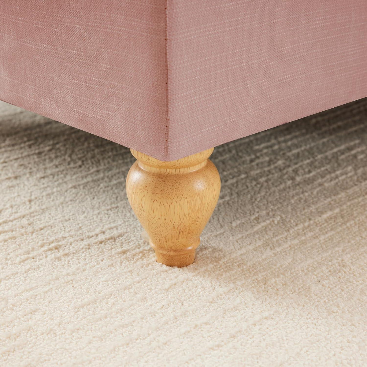 Mittelalter Ecksofa 4-Sitzer mit Rüschenschürze & Ottomane, Rosa