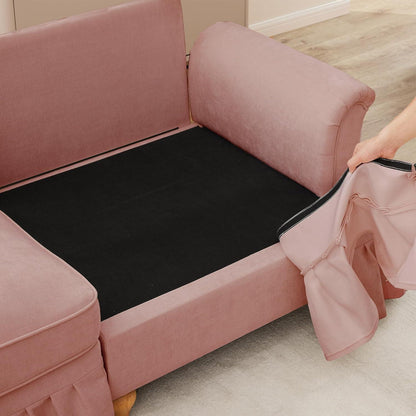 L-förmiges Ecksofa Mittelalter Stil, Rosa, 4-Sitzer mit Ottomane