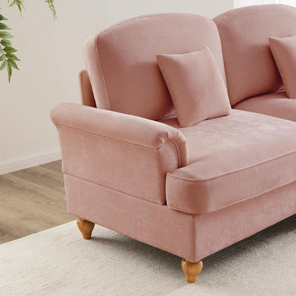 2-Sitzer Sofa Mittelalter-Modern Rosa mit Rüschenschürze & Kissen