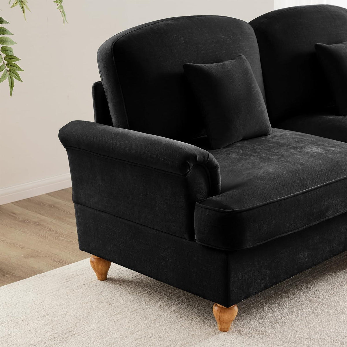 L-förmiges Ecksofa Mittelalter Stil, 4-Sitzer mit Ottomane & Rüschenschürze
