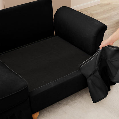 L-förmiges Ecksofa Mittelalter Stil, 4-Sitzer mit Ottomane & Rüschenschürze