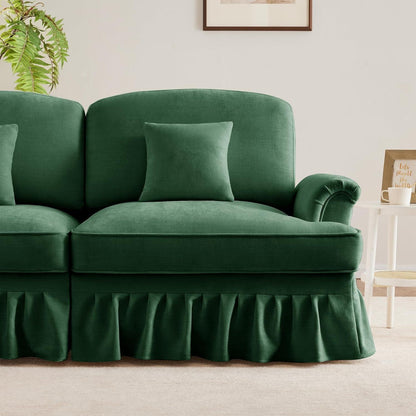 L-förmiges Ecksofa Mittelalter Stil, 4-Sitzer & Ottomane, Grün