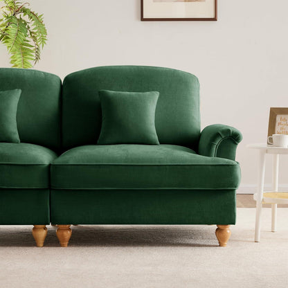 L-förmiges Ecksofa Mittelalter Stil, 4-Sitzer & Ottomane, Grün
