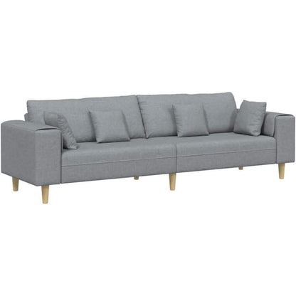 Ecksofa mit Schlaffunktion, Hellgrau, 250 cm Stoffsofa