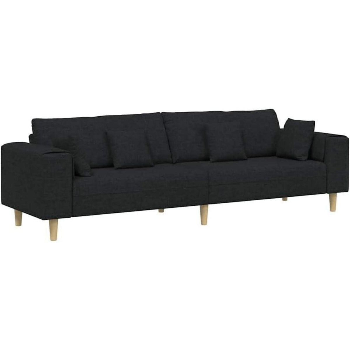 Ecksofa mit Schlaffunktion & Abnehmbarem Bezug – Schwarz