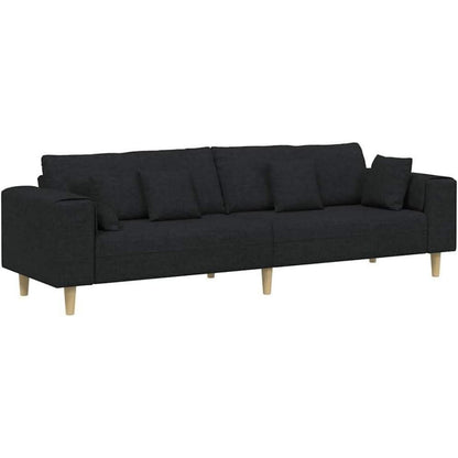 Ecksofa mit Schlaffunktion & Abnehmbarem Bezug – Schwarz