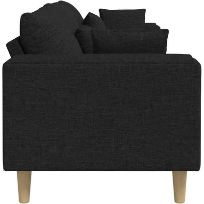 Ecksofa mit Schlaffunktion & Abnehmbarem Bezug – Schwarz
