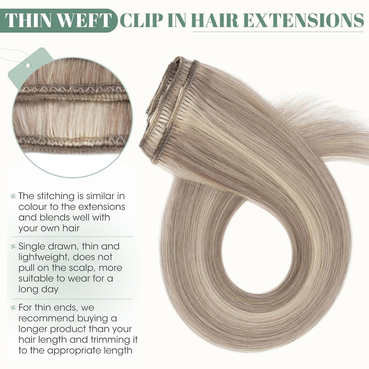 Echthaar Clip-in Extensions Blond Balayage 25cm