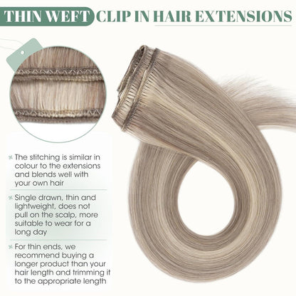 Echthaar Clip-in Extensions Blond Balayage 25cm