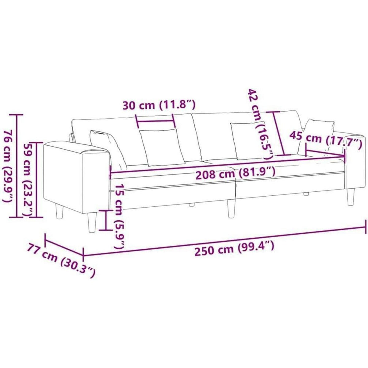 Ecksofa mit Schlaffunktion Dunkelgrau, 250 cm Stoffsofa