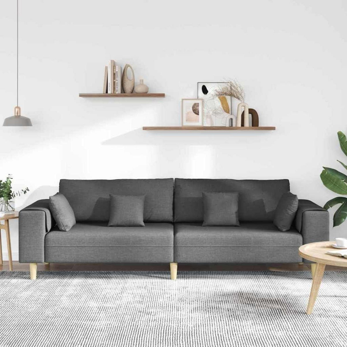 Ecksofa mit Schlaffunktion Dunkelgrau, 250 cm Stoffsofa