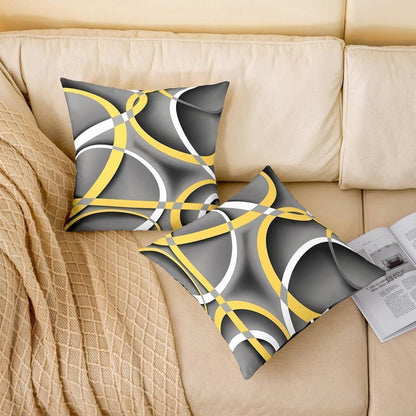 Moderne Kissenbezüge Set 2x 60x60cm Geometrisch Gelb Grau