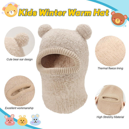 Kinder Wintermütze mit Schal & Bommel – Warm & Niedlich für Jungen & Mädchen