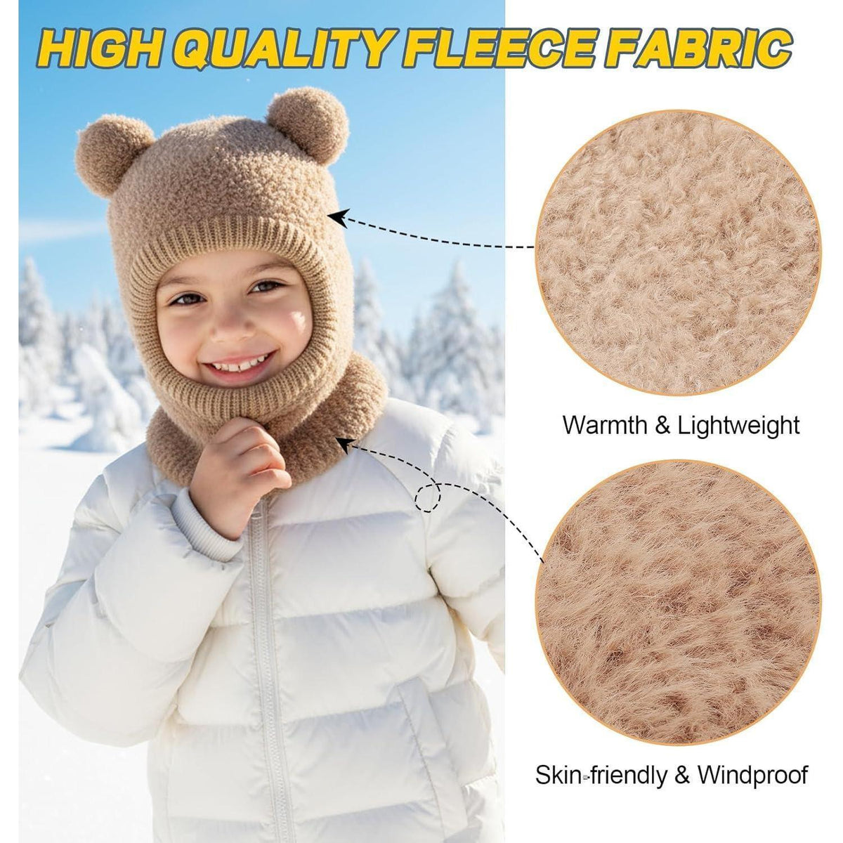 Kinder Wintermütze mit Schal & Bommel – Warm & Niedlich für Jungen & Mädchen