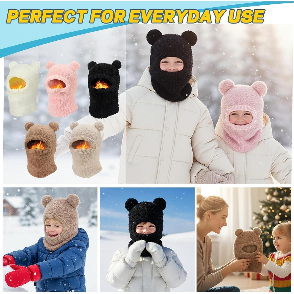 Kinder Wintermütze mit Schal & Bommel – Warm & Niedlich für Jungen & Mädchen