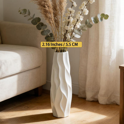 Weiße Keramikvase 45 cm – Minimalistische Deko für Blumen