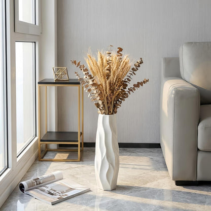 Weiße Keramikvase 45 cm – Minimalistische Deko für Blumen
