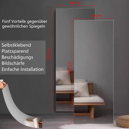 Ganzkörperspiegel 40x120cm (2er Set) – Selbstklebend & Bohrlos