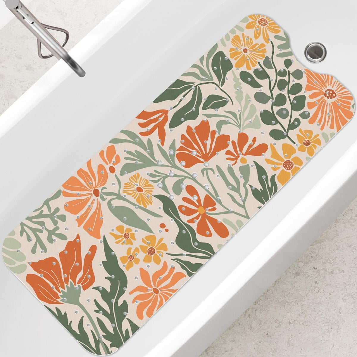 Rutschfeste Badewannenmatte Orange, 100x40 cm – Komfort & Sicherheit