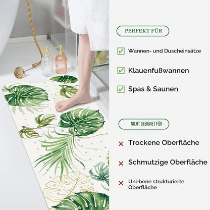 Rutschfeste Badewannenmatte mit Blättermotiv – 100 x 40 cm