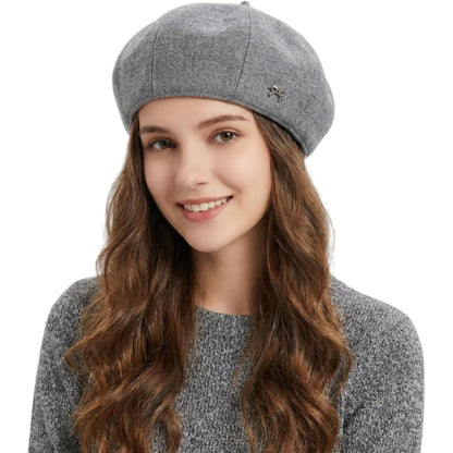Damen Baskenmütze Grau – Elegante Achteck Barett Cap