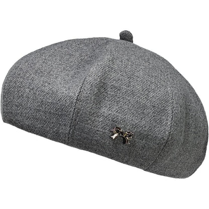 Damen Baskenmütze Grau – Elegante Achteck Barett Cap