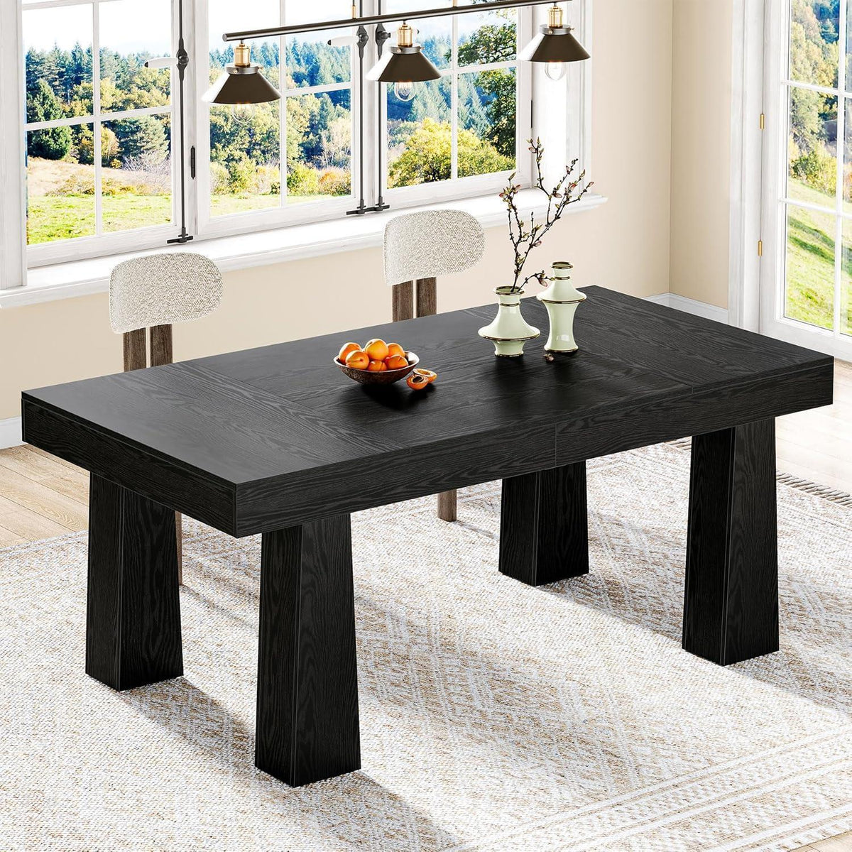Moderner Esstisch 160x80 cm – Schwarzer Küchentisch für 4-6 Personen