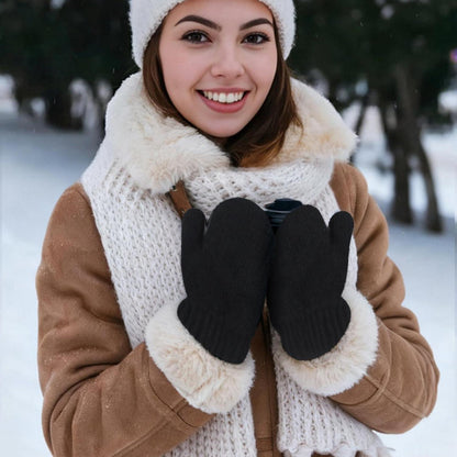 Warme Winterhandschuhe Unisex aus Fleece, Einheitsgröße Schwarz