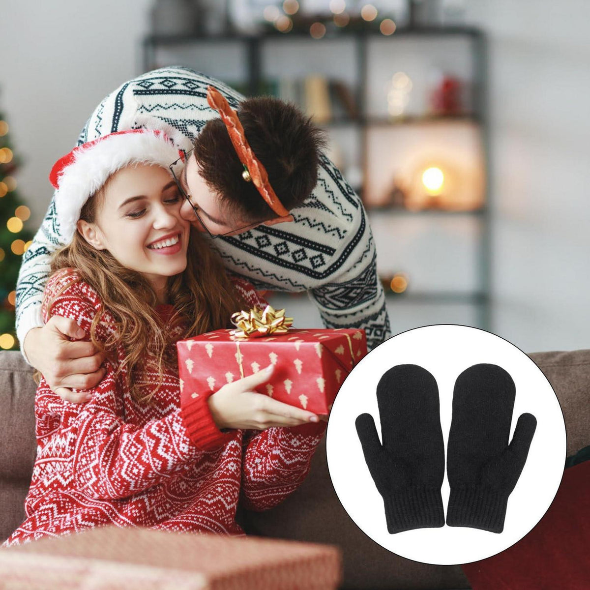 Warme Winterhandschuhe Unisex aus Fleece, Einheitsgröße Schwarz