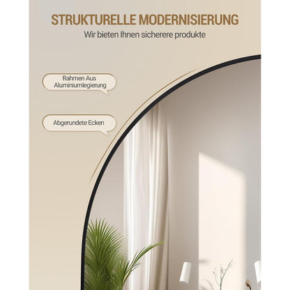 Ganzkörperspiegel Bogenförmig, 170x76cm, Schwarz – Stand- & Wandspiegel