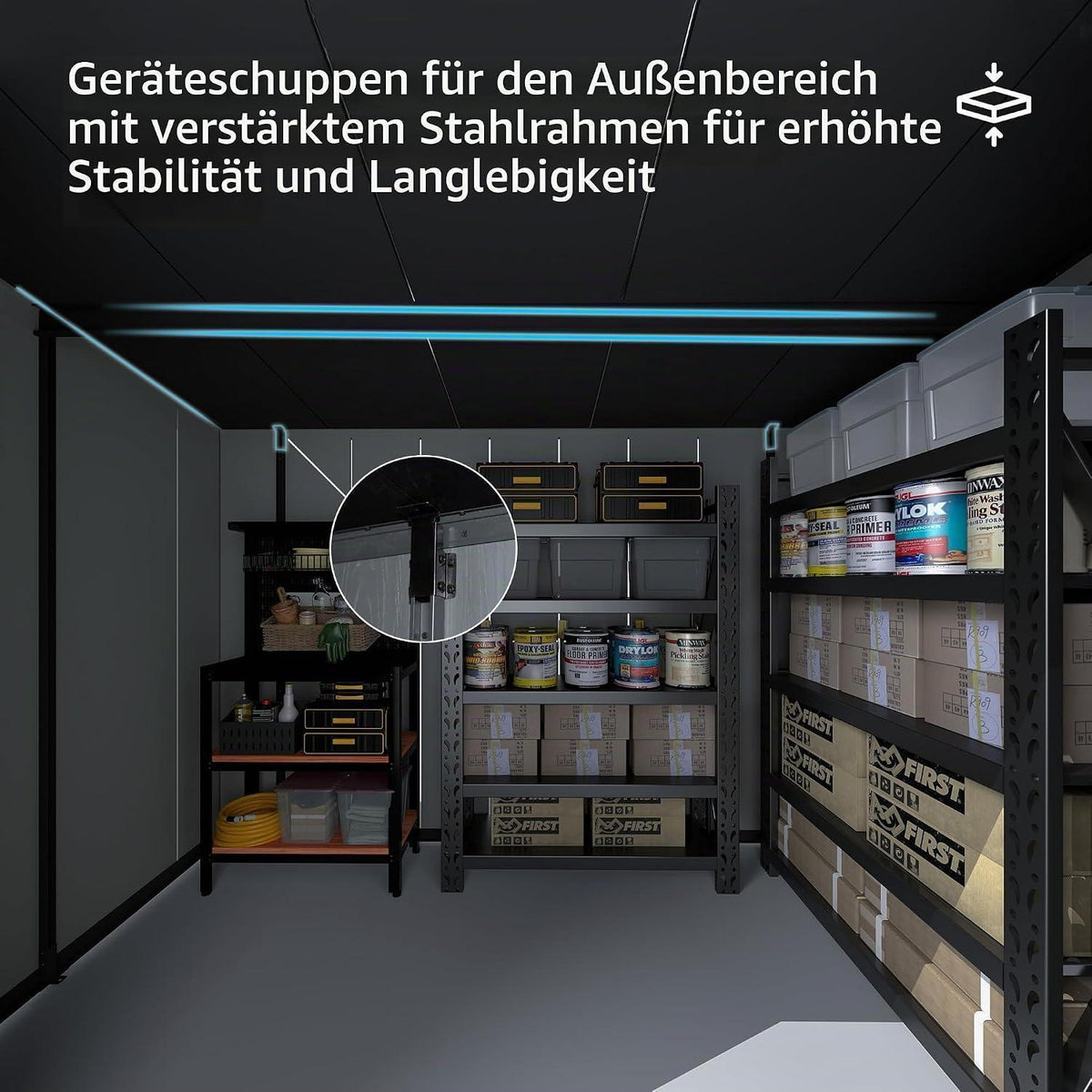 Gartenhaus Kunststoff 1,9x2,8m mit Schrägdach – Gerätehaus Grau