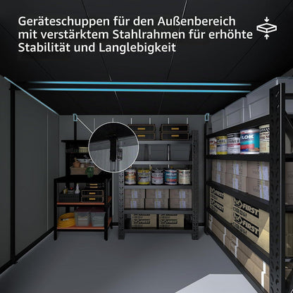 Gartenhaus Kunststoff 1,9x2,8m mit Schrägdach – Gerätehaus Grau