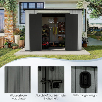 Gartenhaus Kunststoff 1,9x2,8m mit Schrägdach – Gerätehaus Grau