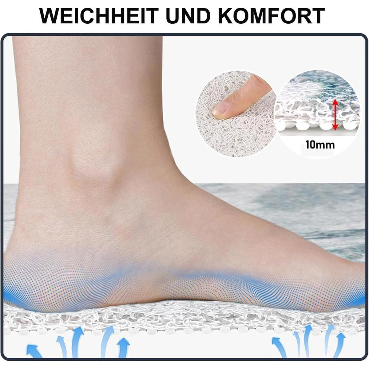 Rutschfeste Duschmatte 150x160 cm – Schnelltrocknend & Entwässernd