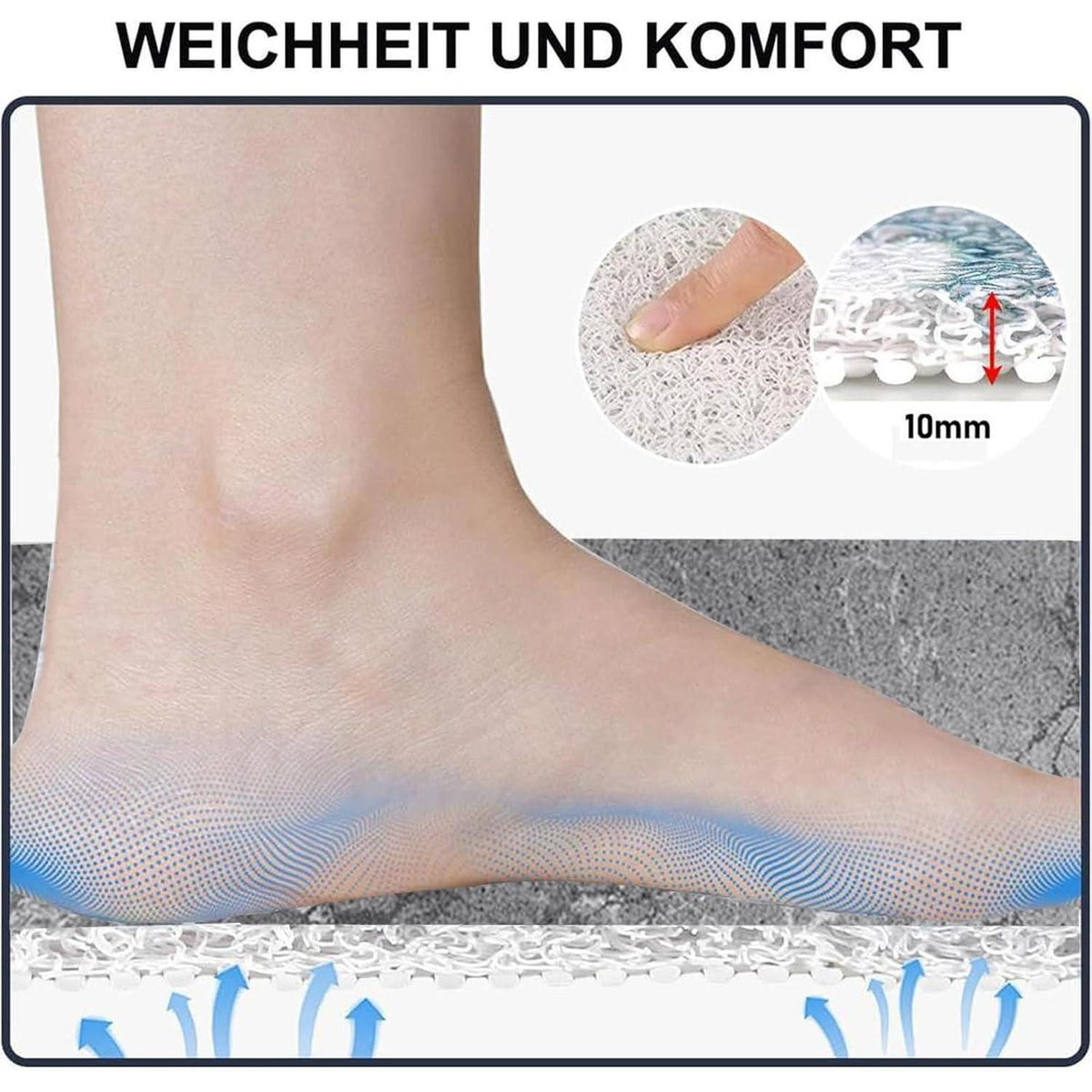 Rutschfeste Duschmatte 120x140 cm mit Ablaufloch