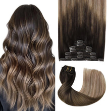 Echthaar Clip-in Extensions #2/6/18 Dunkelbraun bis Kastanie