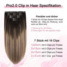 Echthaar Clip-in Extensions #2/6/18 Dunkelbraun bis Kastanie