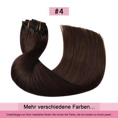 Remy Echthaar Clip-Ins #4 Mittel Braun, 40cm – 120g