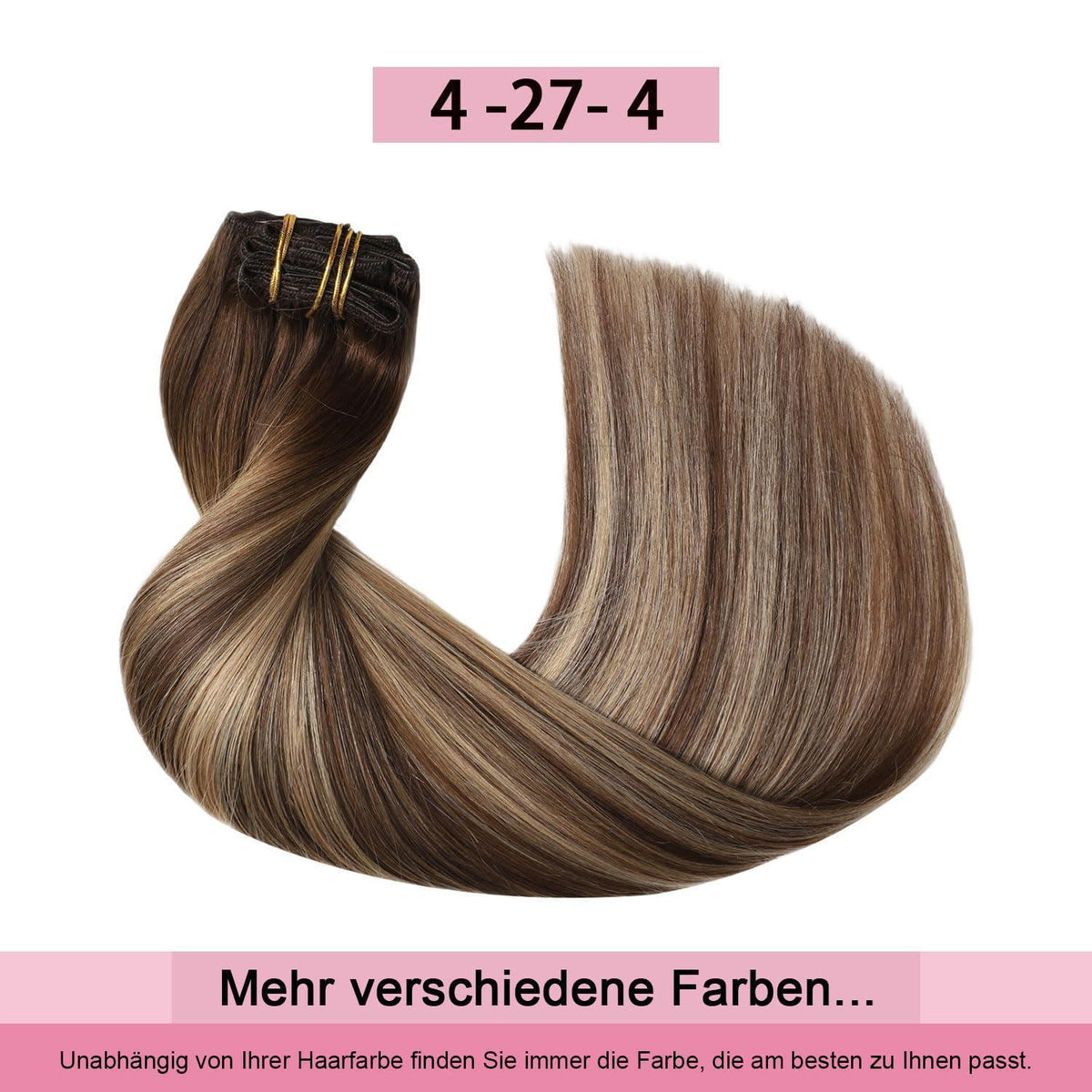 Clip-in Haarverlängerung Echthaar Balayage Schoko-Karamell (35cm)