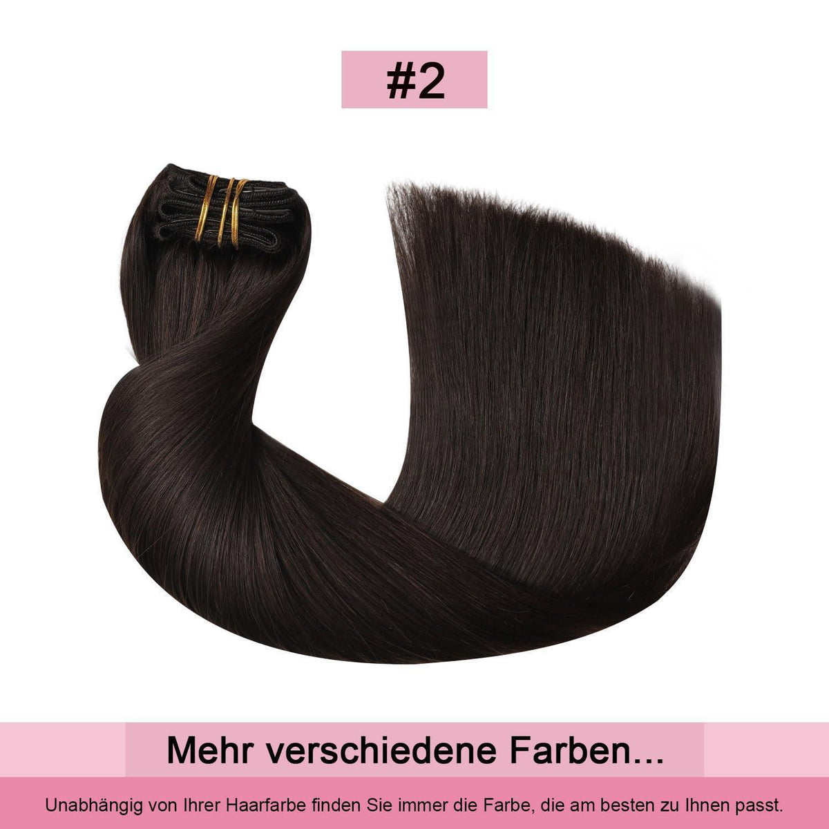 Echthaar Clip-Ins Dunkelbraun (#2) 55cm – 120g