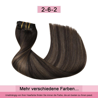 Echthaar Clip-in Extensions #2/6/2 Dunkelbraun 45cm