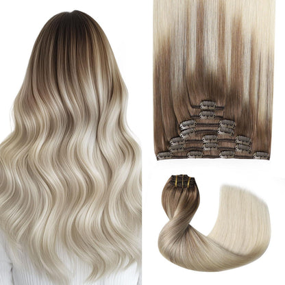 Remy Haarverlängerung Clip-in #8/60 Hellbraun-Blond 45cm