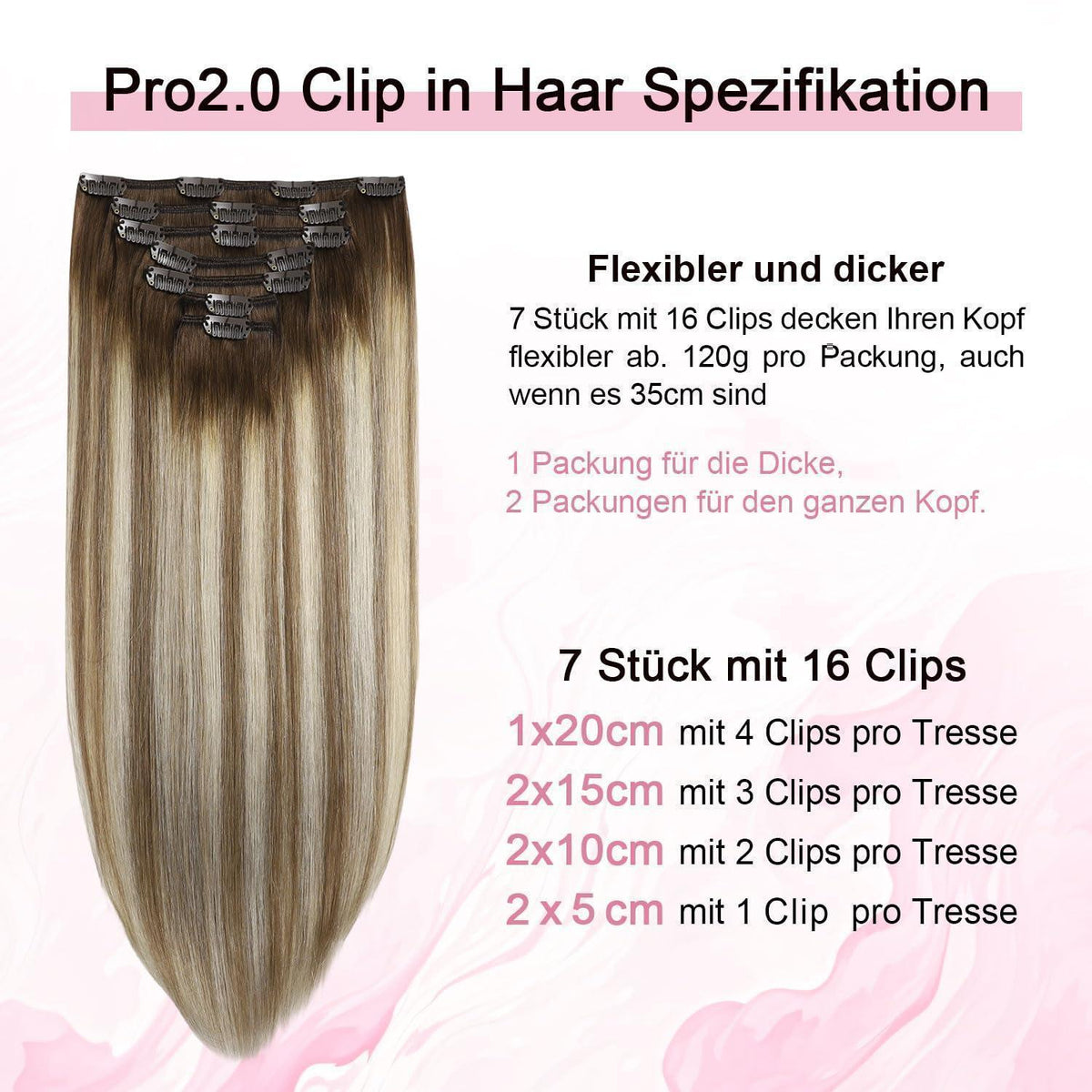 Remy Clip-in Haarverlängerung #3/8/22 – Walnuss Braun bis Blond