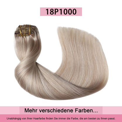 Echthaar Clip-Ins 55cm Aschblond Highlight #18p1000